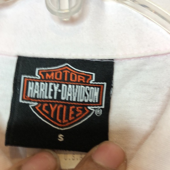 Harley Davidson Pink Snap Front Cap Sleeve Top SIZE SMALL - Picture 2 of 6